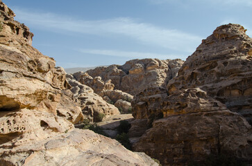 Scenic view of the historical Petra city in Jordan