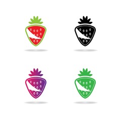 Strawberry logo icon set