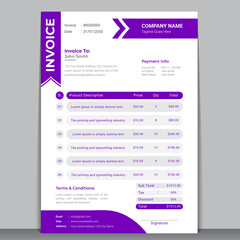 Corporate Modern Business Invoice Design Template With Creative and Minimal Concept