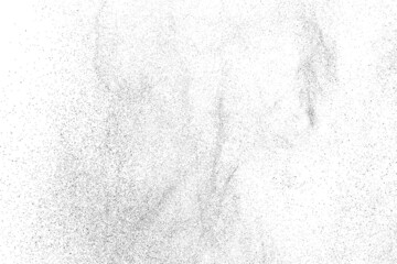Distressed black texture. Dark grainy texture on white background. Dust overlay textured. Grain noise particles. Rusted white effect. Grunge design elements. Vector illustration, EPS 10.