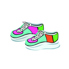 Sneakers in the style of the nineties fashion. Retro style. Shoes in the style of the 90s.