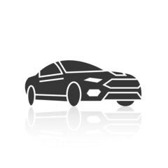 solid icons for Car side view and shadow,vector illustrations