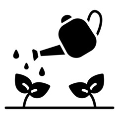 Watering can glyph icon. Can be used for digital product, presentation, print design and more.
