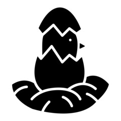 Chicks Hatch glyph icon. Can be used for digital product, presentation, print design and more.