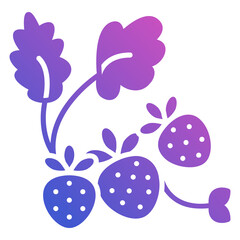 Strawberry with leaf flat gradient icon. Can be used for digital product, presentation, print design and more.