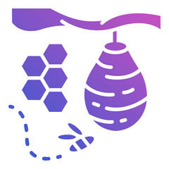 Bee hive flat gradient icon. Can be used for digital product, presentation, print design and more.