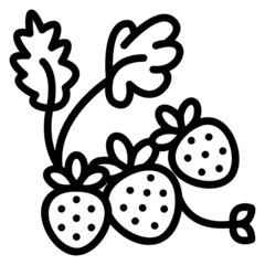 Strawberry with leaf line icon. Can be used for digital product, presentation, print design and more.