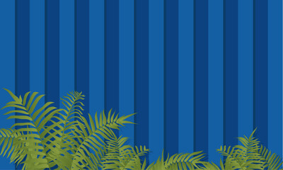 Vector Blue Wall and Fern use for background or illustration and presentation