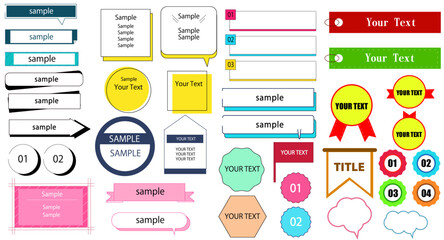 シンプルな見出しデザイン 素材 いろいろ 一覧セット ベクター 吹き出し