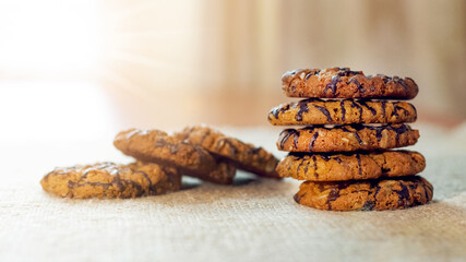 Delicious healthy cookies on the table by the window
