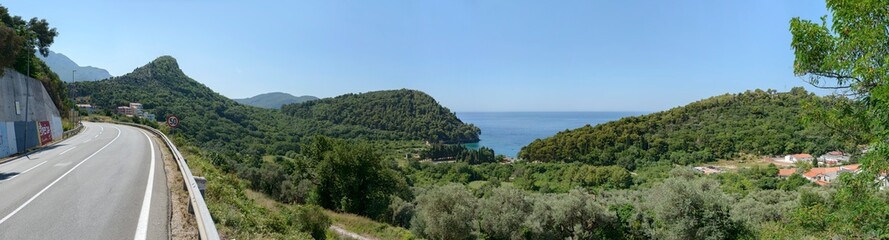 Fototapeta na wymiar Panoramic view towards Lucice beach near Petrovac, Montenegro.