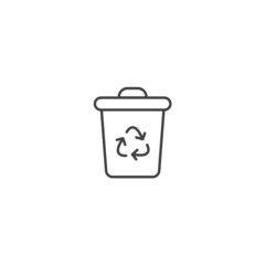 Recycle dustbin trash line icon. Rubbish garbage trashcan