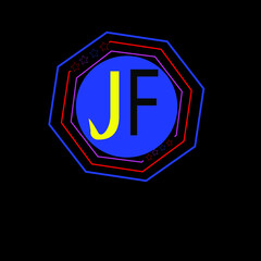 Fototapeta na wymiar JF letter logo design on Black background. Initial Monogram Letter JF Logo Design Vector Template. 