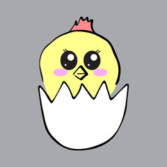 Vector illustration with cute chickens for icons.