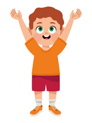 little boy celebrating