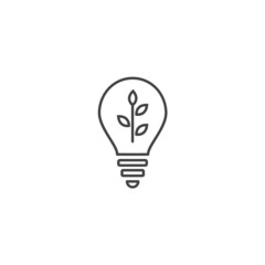 Leaf lightbulb eco lamp line icon. Environment green energy bulb