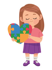 autistic girl with puzzle heart