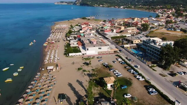 Aerial droen view of sidari in kerkyra greece