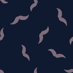 Mustache seamless pattern on. Vintage barber shop in doodle style.