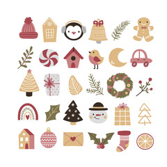 Big Christmas collection with traditional Christmas symbols and decorative elements.