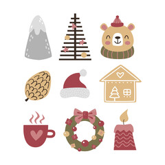 Christmas collection with traditional Christmas symbols and decorative elements.