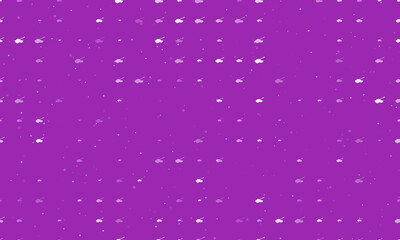 Seamless background pattern of evenly spaced white tank symbols of different sizes and opacity. Vector illustration on purple background with stars