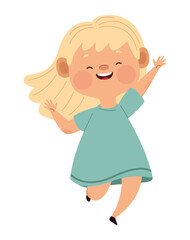 happy little blond girl