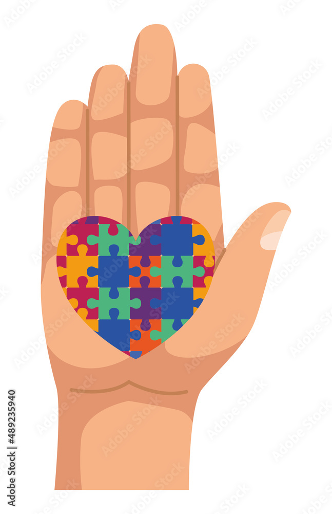 Wall mural hand lifting puzzle heart