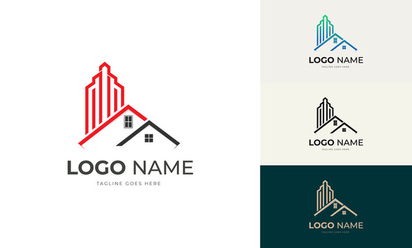Buildings home sign logo design template for real estate company