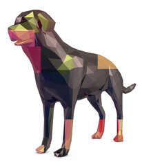 Dog Low Poly on white background.3D Rendering,Illustration