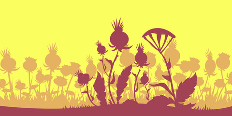 Obraz na płótnie CanvasColor image of stylized flowers. Stamp, print on fabric, design, background. Vector drawing.