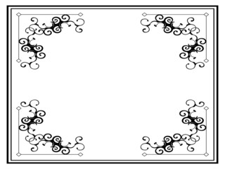 高級感のあるオーナメントのフレーム　横位置　ブラック