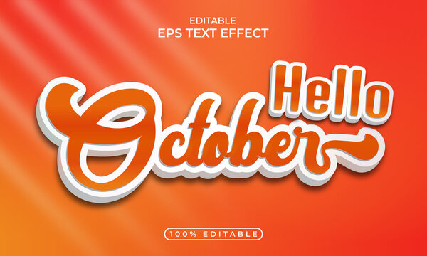Hello month, editable Text effect. Vector illustration for design calendar 