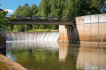 Spillway dam of the first rural hydroelectric power station in the USSR.  The town of Yaropolets. Russia