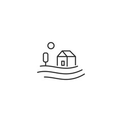 Farm home agriculture village line icon. Farmhouse nature ranch