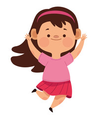 happy little girl jumping