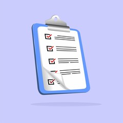 Assignment icon. Clipboard, checklist, document symbol. Business, education concept. 3d vector illustration.