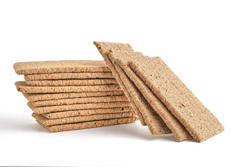 Rye bread on white background popular product is delicious and healthy food.