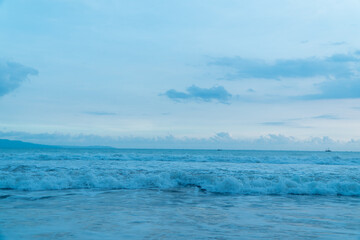 Naklejka na ściany i meble waves on a beautiful beach in Sukabumi, Indonesia