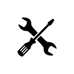 Wrench and screwdriver, repair icon, logo isolated simple design vector