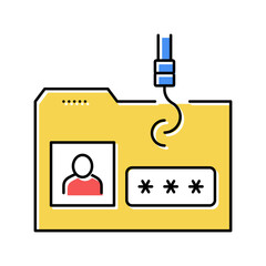 hacking user folder color icon vector illustration