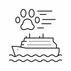 pet transportation in ship line icon vector illustration