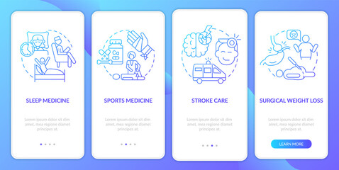 Services for patients blue gradient onboarding mobile app screen
