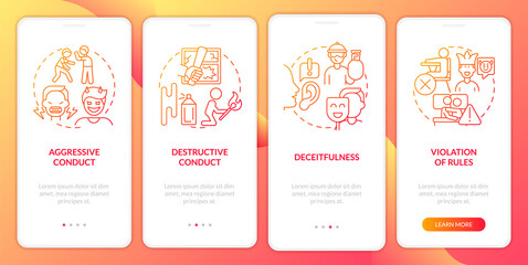 Conduct disorder groups red gradient onboarding mobile app screen