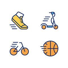 Sport activity pixel perfect RGB color icons set