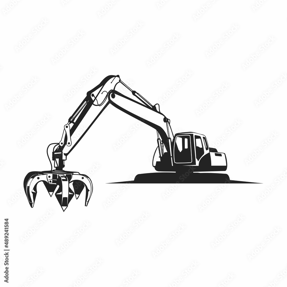 Wall mural excavator grapple silhouette