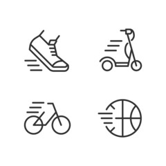 Sport activity pixel perfect linear icons set