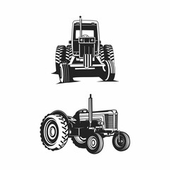 farm tractor silhouette - obrazy, fototapety, plakaty