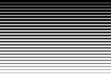 Horizontal line pattern. From thin line to thick. Parallel stripe. Black streak on white background. Straight gradation stripes. Abstract geometric patern. Faded dynamic backdrop. Vector illustration