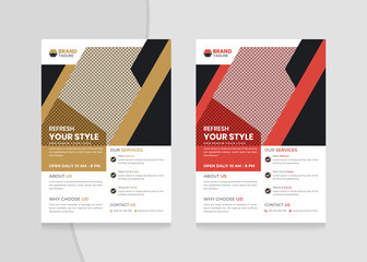 Editable Business Barbershop flyer template with poster Design, barbershop square flyer with creative beauty salon hair cutting business template